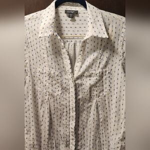 Lord & Taylor Soft Cotton White and Blue Shirt M